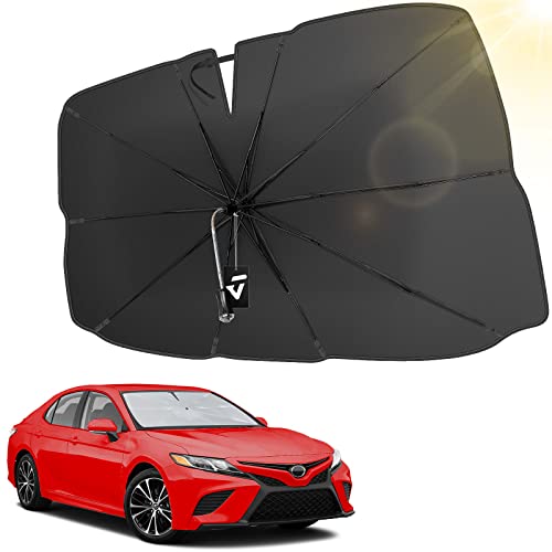 Joytutus Windshield Sun Shade Umbrella, With Car Safety Hammer, 360° Rotation Bendable Shaft Foldable, For Suv, Automotive Interior Sun Protection, Uv Rays Block, Easy To Store And Use, 54''X 31'' #TOP8