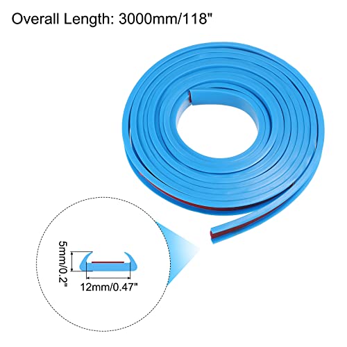 Image of uxcell U Shape Furniture Edge Banding, 3 Meters Self Adhesive Flexible Edging Trim, 5x12mm TPE Edge Guards for Cabinets Furniture Repair Restoration, Blue