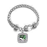 Inspired Silver - Organ Donor - Silver Braided Bracelet for Women - Square Charm Bracelet Jewelry Gift with Cubic Zirconia - Women's Charm Bracelet with Lobster Claw Clasp