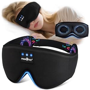 MUSICOZY Sleep mask Headphones,100% Blackout 3D Zero Eye Pressure Bluetooth Sleep mask Breathable Eye mask with Bluetooth Sleep Headphones for Side Sleepers,with 14H Playtime&Bluetooth 5.4