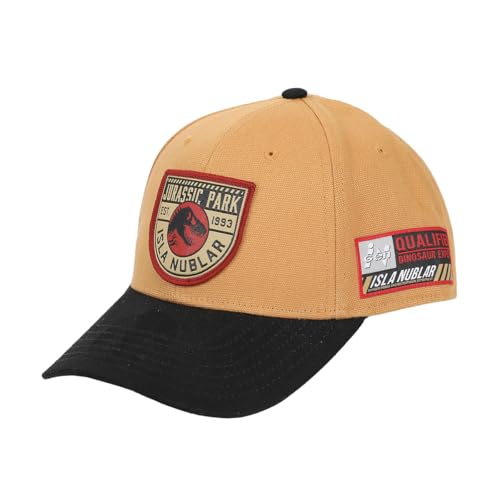 Jurassic Park Logo Woven Patch Tan Canvas B2 Ball Cap