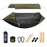 Travel Bird Camping Hammock Tent with Mosquito Net and Removable Sunshade, 4 in 1 Function, Lightweight Hanging Hammocks Tree Straps Swing, Bivvy Ground Tent for Outside, Hiking, and Travel