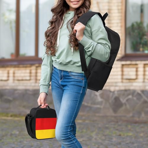 Sac à dos drapeau allemand 43cm avec boîte à déjeuner et trousse noire pour école et voyage