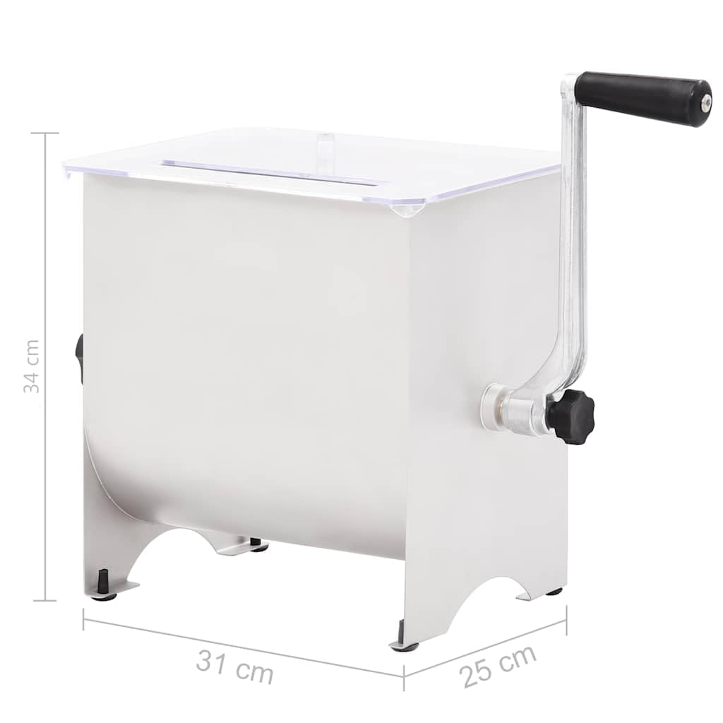 Ręczny mikser do mięsa ze stali nierdzewnej, srebrny, z pokrywką, pojemność 5 kg, 4 ostrza miksera, robot kuchenny do mielonego mięsa, kiełbasy i suszonego mięsa, idealny do gospodarstwa