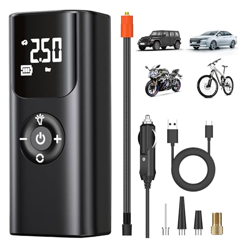 Inflador de neumáticos inalámbrico, compresor de aire portátil de 150 PSI, bomba de neumáticos de bicicleta y bomba de bola, infladores de ruedas/neumáticos para coche, motocicleta, bicicleta