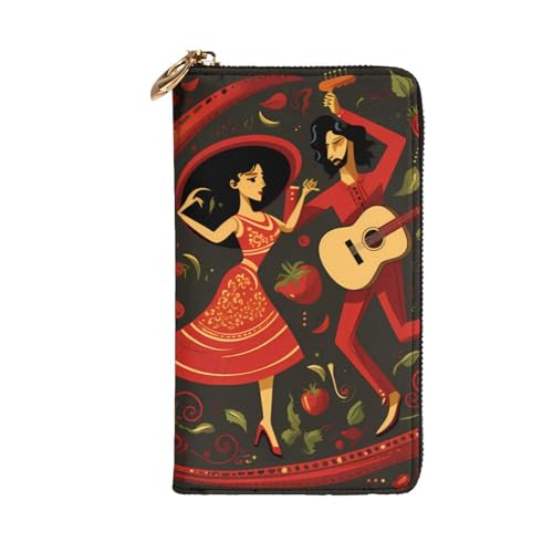 Leather Wallet - Stylish and Durable Wallet for Women with Multiple Compartments and Zipper Design mexican salsa symbols Picture2