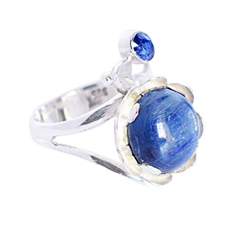 Bague kyanite et quartz bleu en argent, le cadeau idéal pour elle