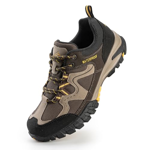 CC-Los Men's Lightweight Waterproof Hiking Shoes for Walking, Outdoor & Climbing Dark Brown Size 9