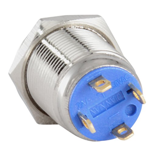 Jacobsparts Momentary Pushbutton Starter Switch Circular Metal Silver With Blue Power Symbol Led Fits 1/2" (12Mm) Diameter Panel Cutout Hole #TOP2