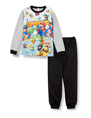 パジャマセット スーパーマリオ 光るダンボールニットパジャマ ボーイズ グレー 日本サイズ 120 相当