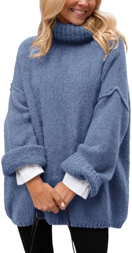 PRETTYGARDEN Women's Knit Oversized Sweater Fall Fashion Casual Long Sleeve Turtleneck Chunky Pullover Tops Winter Clothing