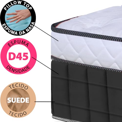 Colchão Casal Molas Ensacadas Firme de Pillow Espuma D45 138x188X26 BF Colchões