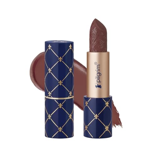 Pilgrim Oh So Crème! Bullet Lipstick | Silky-Matte Finish | Highly Pigmented and Long Lasting | Enriched with Exotic French Grape Seed Oil | (Caramel Charmé-01)
