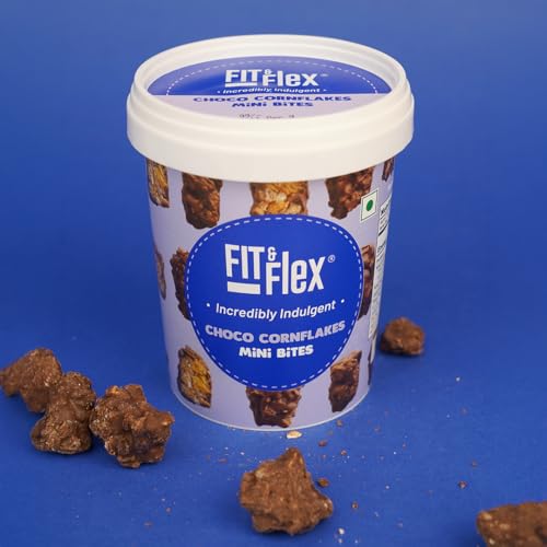 Image of Fit & Flex Choco Cornflakes Mini Bites with Oat Rich Multigrain, High Fibre and High Protein, No Artificial Colours & Flavours Granola Bars - As Seen on Shark Tank India - 70 g (Pack of 1)