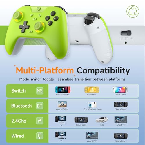 Image of EasySMX X05 2.4g Wireless Controller for PC /iPhone /Android /Switch & Steam Deck- Bluetooth Controller Gamepad with Hall Effect Joysticks and Trigger,Turbo,Rumble Vibration and RGB Lighting