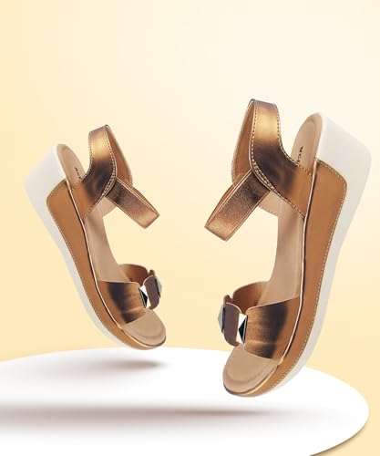 Image of Action Women's Platform Sandals| Block Heel| Glitter Embellished| Ankle Strap Bronze