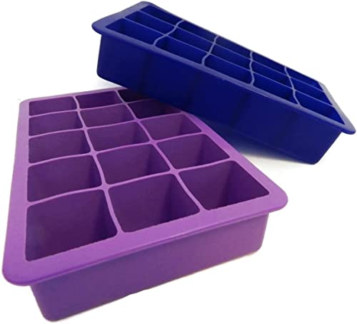 Perfect Size Silicone Ice Cube Tray, Set of 2,"FREEZERS",No Odor or Aftertaste!