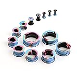 WBRWP 20pcs 2g-1" Hollow Hard Silicone Tunnels and Plugs Ear Stretching kit Set Ear Expander Gauges