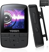 Yoton Lettore MP3 Bluetooth 5.2 con Memoria da 64 GB, Clip Sportivo, Audio Hi-Fi ad Alta Qualità, Controllo Volume Indipendente, Radio FM, Auricolare Incluso - Nero