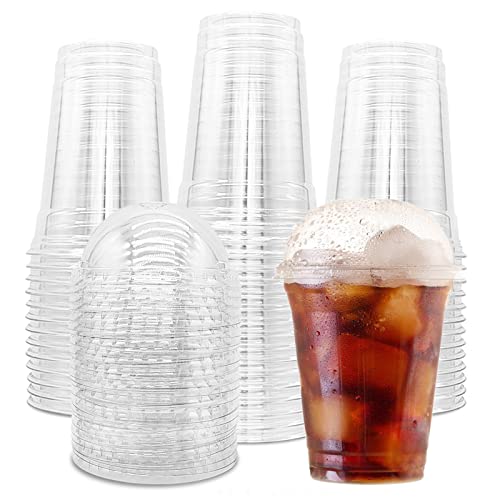 Rrshnsgv 50 Pack 12oz Clear Plastic Cups with Dome Lids,Disposable Parfait Cups,PET Dessert Cups with Lids for Ice Cream,Coffee Drinks,Smoothie,Yogurt