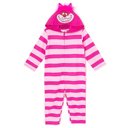 Disney Alice in Wonderland Little Kids Boy or Girl Costume Allover Print Jersey Zip-Up Jumpsuit Cheshire Cat Pink 7-8