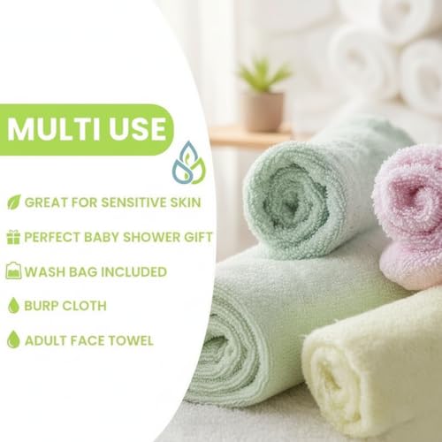 Image of elves Bamboo Viscose Face Cloth - Soft Washcloths for Baby & Adult Sensitive Skin- Organic Wash Clothes 10'' x 10'' - Reusable Makeup Remover Face Towel - Set of 6 (Grey)
