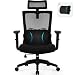 Daccormax Sedia Ufficio ergonomica,Sedia Scrivania con poggiatesta regolabile, braccioli e supporto lombare,Funzione di Inclinazione fino a 125 gradi, Max Portata di 150 kg, Nero, 62D x 62W x 128H cm