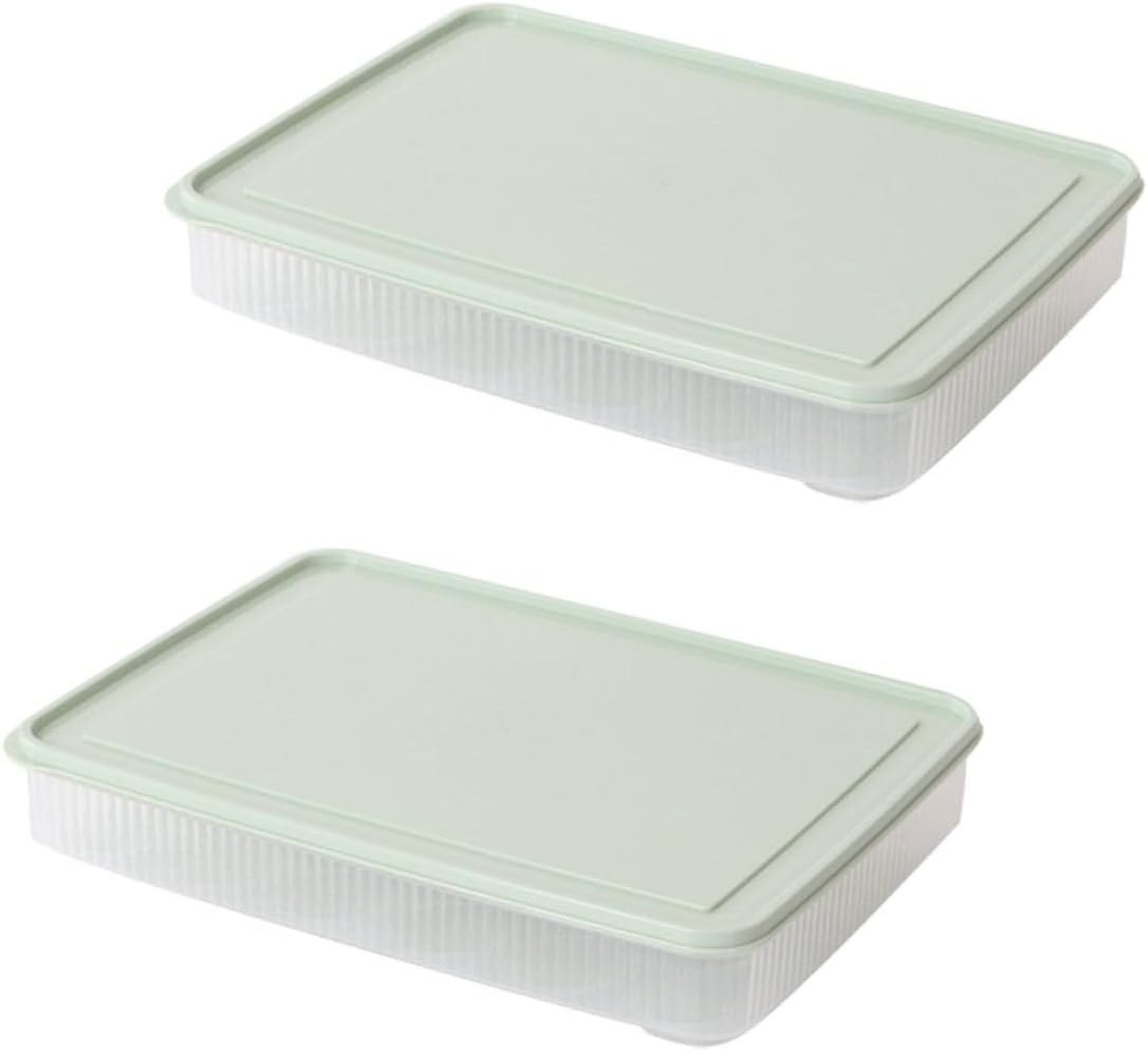 jojofuny 2Pcs Egg Storage Tray Holder Stackable Refrigerator Egg Box Compartment Design with Lid Durable Kitchenware for Fridge Freezer and Pantry Organization
