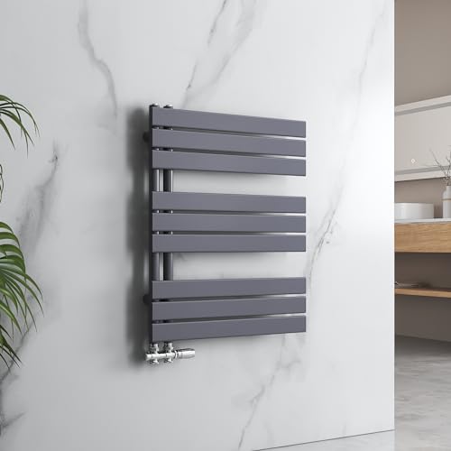 EMKE Radiateur de salle de bain - 762 x 600 mm - Raccordement latéral plat - Chauffe-serviettes - Radiateur - Sèche-serviettes - Anthracite - 503 W