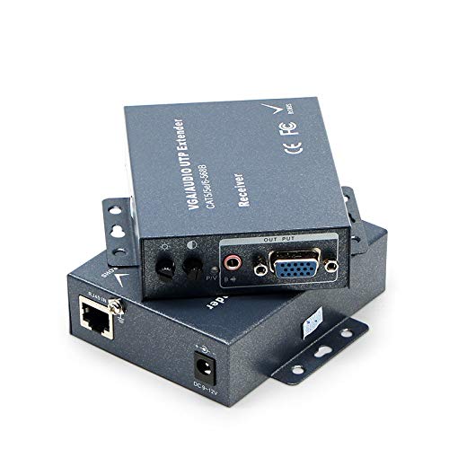 Gimax VGA extender receiver 200M range, single cable signal amplifier, VGA - RJ45 video extender - (Color: Receiver)