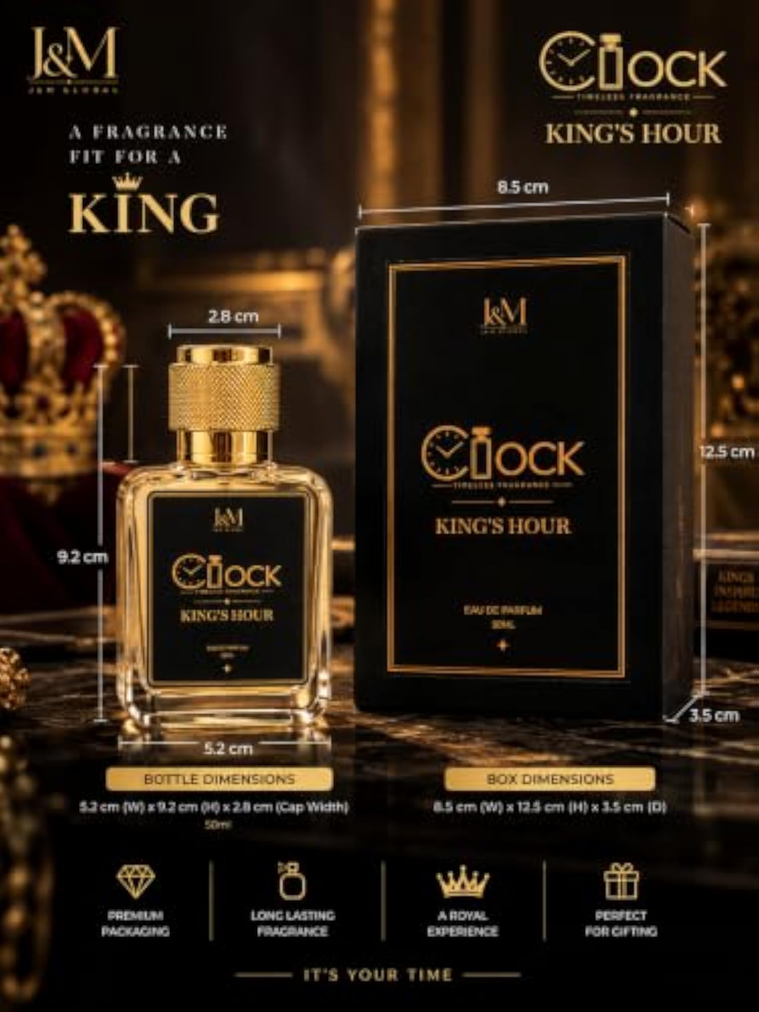 King's Hour Eau De Parfum 50ml, Regal Fragrance Gift