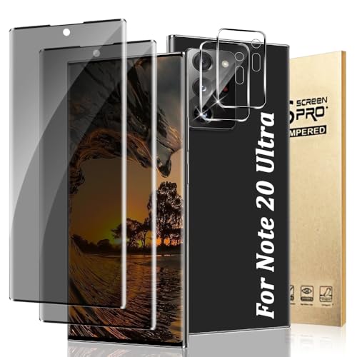 2+2 Pack For Galaxy Note 20 Ultra Screen Protector with Camera Lens Protector, 3D Full Coverage, 9H Tempered Glass, Scratch Resistant, Touch Sensitive,Bubble-Free, Easy Installation (6.9 Inch)