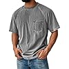 Men's Distressed T-Shirts UK Vintage Short Sleeve Shirt Washed Cotton Casual Tops Crew Neck Tees Shirt Summer Loose Fit Blouse with Pocket Solid Color Retro Tshirts Comfort Streetwear #1