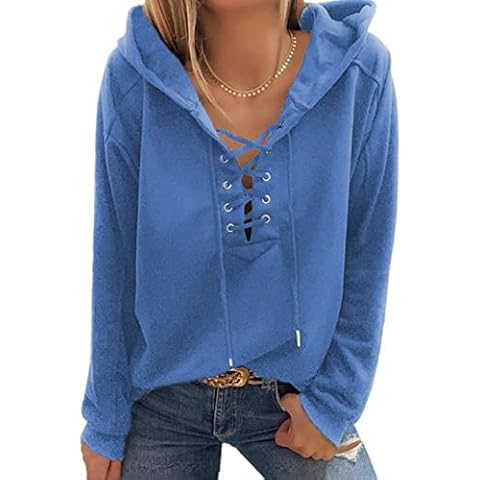 ABINGOO Kapuzenpullover Damen Hoodie V-Ausschnitt Hoody Cover
