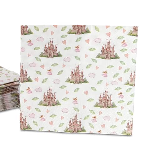 ECOFIESTA 20x serviettes de table pour anniversaires d'enfants 33 cm princesse - anniversaire decoration absorbant et recyclable - deco de table