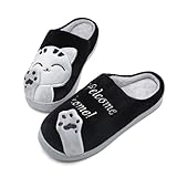 Zapatillas de algodón de invierno Mishansha para mujer Zapatillas de felpa cálidas Peluches con dibujos animados, Negro, Tamaño de etiqueta: 40-41, 39/40 EU