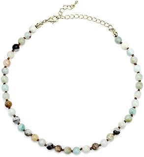 POMINA Semi Precious Stone Beaded Short Choker Necklace for Women, Natural Gemstone Beaded