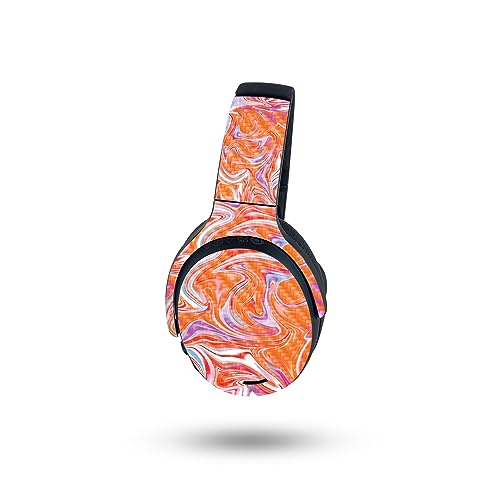 Image of MightySkins Carbon Fiber Skin Compatible with Skullcandy Crusher ANC 2 - Orange Swirl | Protective, Durable Textured Carbon Fiber Finish | Easy to Apply