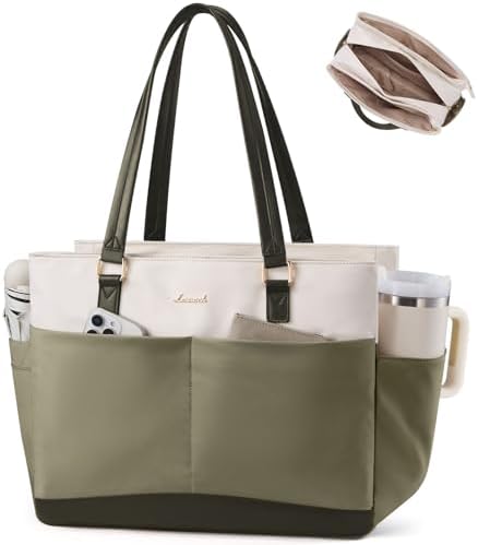 LOVEVOOK Arbeitstasche Damen Lehrertasche 17.3 Zoll Laptop Handtasche Groß Shopper Tote Bag mit Reißverschluss Aktentasche Bürotasche Einkaufstasche Handbags Women für Uni Schule B
