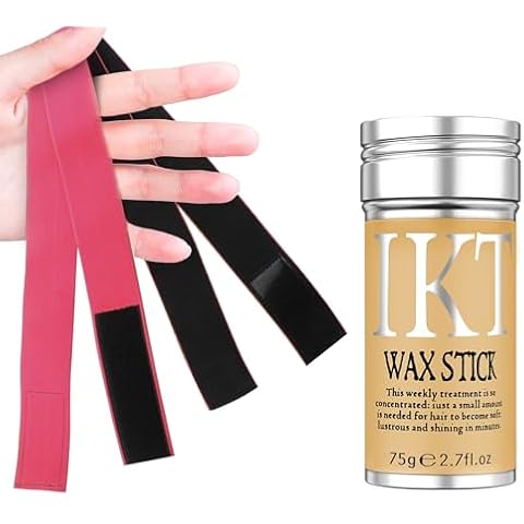 SOVONCARE Black Hair Wax Stick with Lace Melting Bands for Flyaways, Edge Control, and Wigs (1 Stick + 2 Bands) Cover