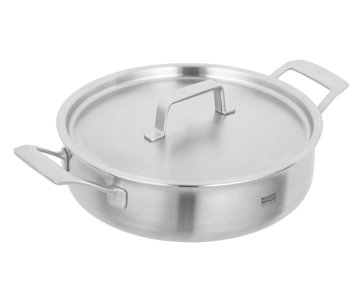 Kuhn Rikon Shallow Casserole Pot 4.5L/28cm 5-Ply Stainless Steel & Aluminium Pan, Oven & Dishwasher Safe Multi-Ply Cooking Pan with Stainless Steel Lid, Induction Casserole Dishes - Culinary Fiveply