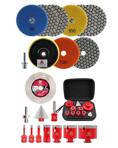 Foret diamant carrelage 11 pcs avec disque diamant polissage 100mm FOCSTOL