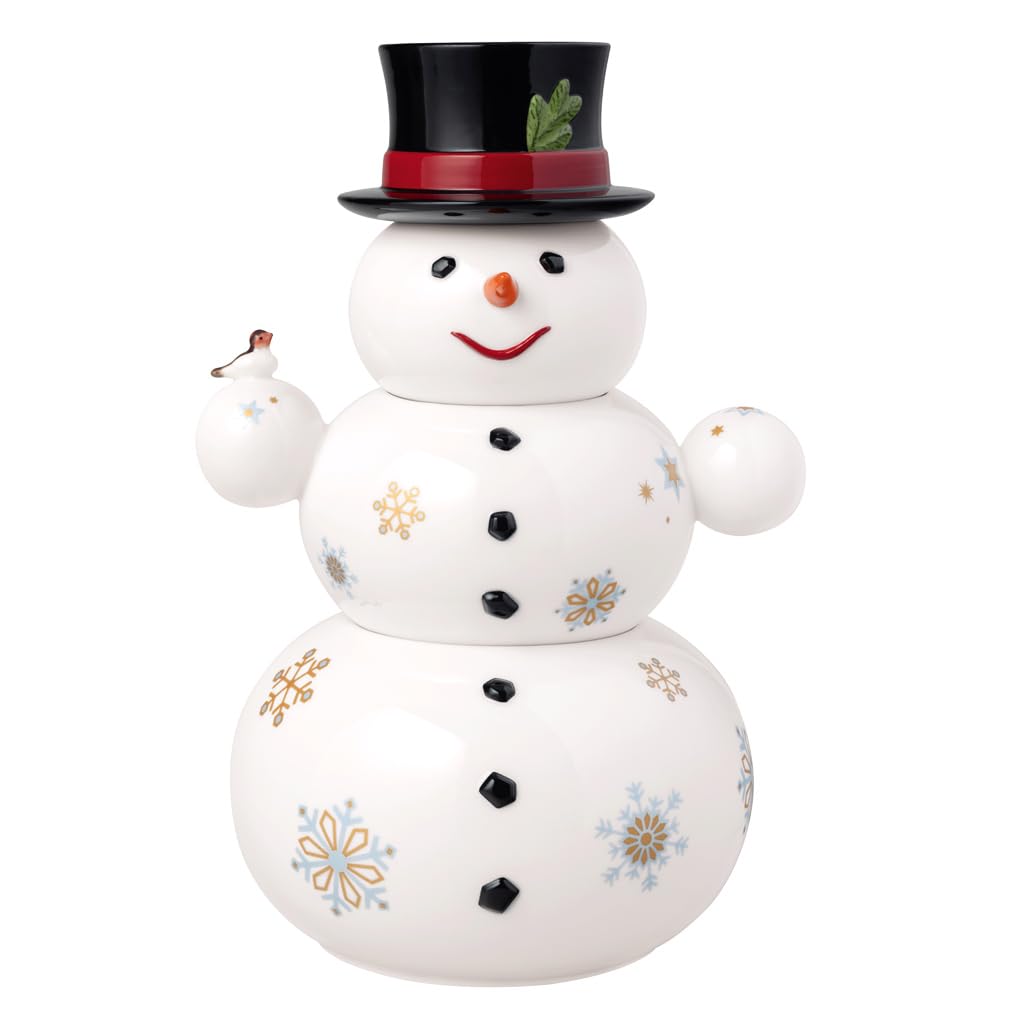 Villeroy & Boch - Christmas Toy's Memory Boîte à Biscuits Bonhomme de Neige Blanc, Article de Noël, Décoration, Déco Interieur Maison, Boîte à Cookies, Porcelaine Haut de Gamme