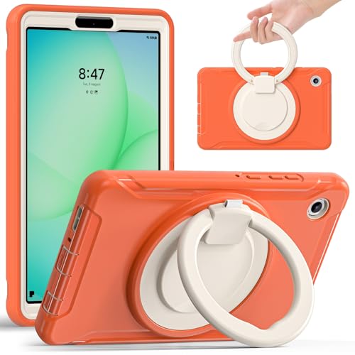 ���ȃP�[�X Samsung Galaxy Tab A11 8.7 �C���` 2025 �P�[�X�A�ϏՌ��ی�P�[�X�A�n���h���O���b�v�t�����ȃn�C�u���b�h�o���p�[�ی�J�o�[�A�X�C�x���X�^���h(Orange)