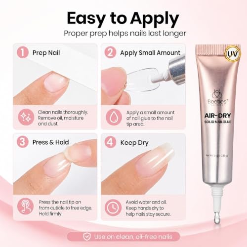 Image of Beetles Super Strong Nail Glue 10g for Press On Nails, No UV Lamp Needed, Quick Drying, Long Lasting, Easy Control Semi Solid Nail Glue for False Acrylic Nails
