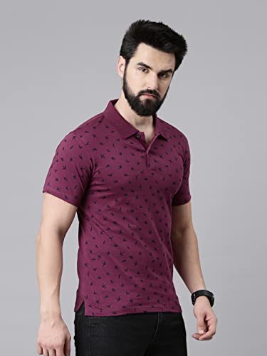 Image of KRYPTIC Mens Pure Cotton Printed Half Sleeve Polo Tshirt (Burgundy 1 ; 2XL)