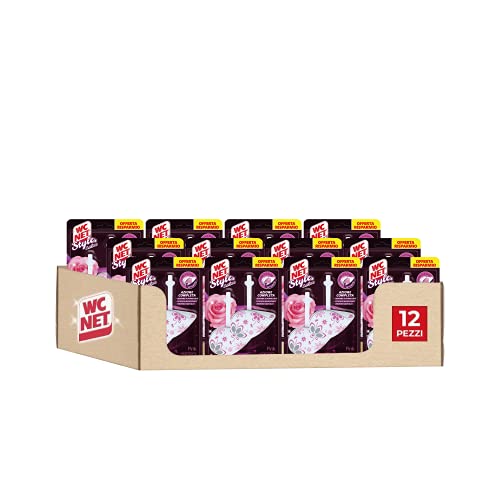 Wc Net - Tavoletta Style Active, Detergente Igienizzante Solido per WC, Fragranza Pink Harmony, 2 Pezzi x 12 Confezioni