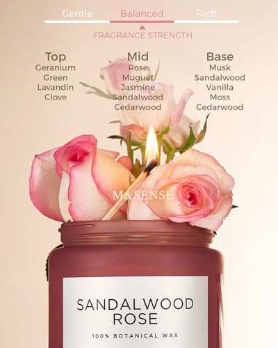 M&SENSE Sandalwood Rose Scented Candles for Home, 19.4oz 110 Hours Soy Wax - Image 2