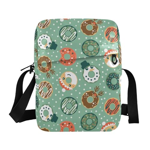 Christmas Donuts Small Crossbody Bag for Men Women Mini Messenger Bag Shoulder Handbag With Adjustable Straps