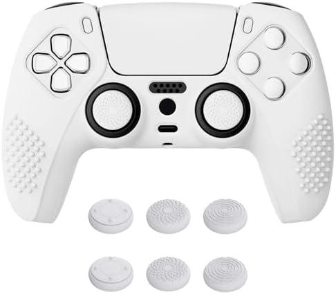 eXtremeRate PlayVital Antypoślizgowe Pokrowiec Ochronny do ps5 Kontrolera,Gumowe Ochraniacz Skóry do ps5,Silikonowe Etui do ps5 z 6 szt Nakładkami Joysticka-Zielony & Czarny(3D Studded Edition)